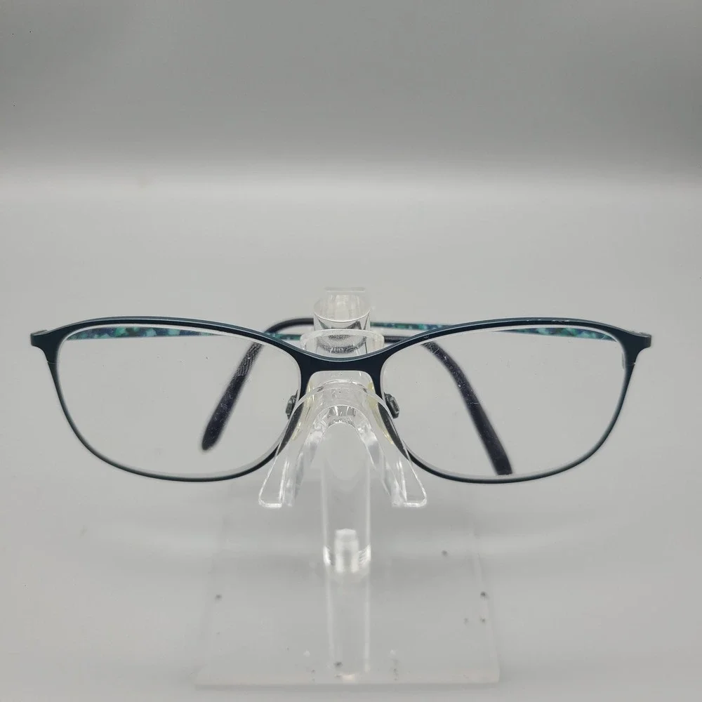 Charmant Titanium Perfection Eyeglasses Navy Blue Teal Pattern 52-15-135 Frames